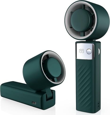 Portable Handheld Turbo Fan - Foldable Mini Fan with Air Turbo Tech, 1-199 Speed Adjustment, 20H Runtime, LED Display, Battery-Powered for Indoor/Outdoor Use, Dark Black in Saudi Arabia