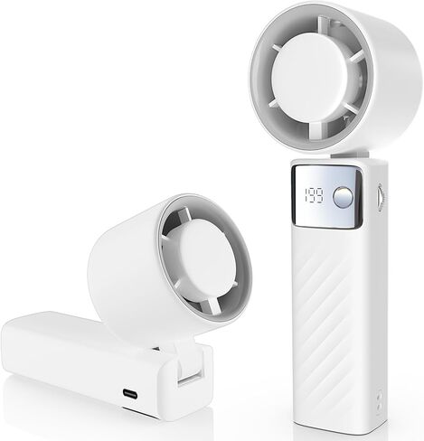 Portable Handheld Turbo Fan - Foldable Mini Fan with Air Turbo Tech, 1-199 Speed Adjustment, 20H Runtime, LED Display, Battery-Powered for Indoor/Outdoor Use, Dark Black in Saudi Arabia