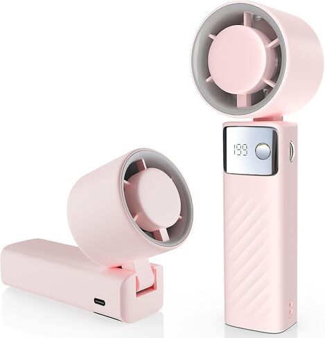 Portable Handheld Turbo Fan - Foldable Mini Fan with Air Turbo Tech, 1-199 Speed Adjustment, 20H Runtime, LED Display, Battery-Powered for Indoor/Outdoor Use, Dark Black in Saudi Arabia