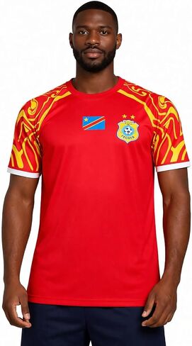Congo DRC Jersey Soccer vareuse Congolese Football Shirt National Team Leopard Leopards RDC Uniform Congolese Most Basic Fan Edition. Cheap Pricing RED 2XL in Saudi Arabia