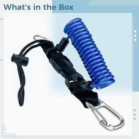 Scuba Diving Lanyard, Blue Spring Coiled With Stainless Steel Wire, Quick Release Buckle, Extends To 48 In / 122 Cm, Anti-Lost For Underwater Camera, Dive Accessories in Kuwait