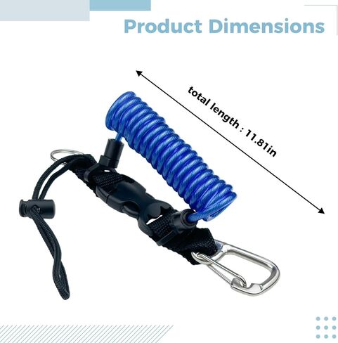 Scuba Diving Lanyard, Blue Spring Coiled With Stainless Steel Wire, Quick Release Buckle, Extends To 48 In / 122 Cm, Anti-Lost For Underwater Camera, Dive Accessories in Kuwait
