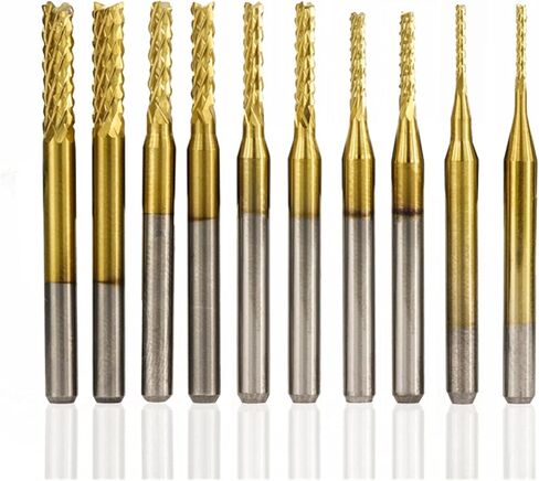 10pcs Carbide End Mill Cutter 0.5-3.175mm PCB Milling Cutter Set Nano Coated Carbide Corn End Mill for PCB Machine CNC Cutting Tool(10pcs 2.4mm) in Kuwait