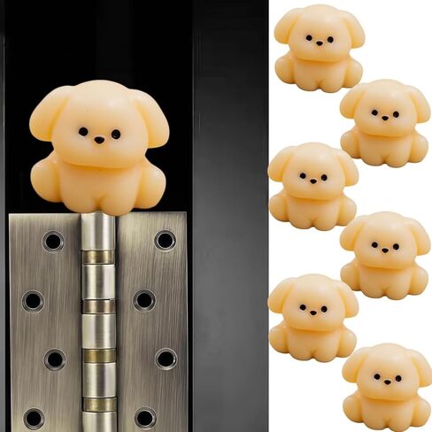 Hinge Heads Decorative Topper Set 6PCS, Home Decoration,Magnetic Hinge Head Toppers Door Hinge, Cute Mini Creative Light Yellow Small Dog Resin Ornaments in Saudi Arabia