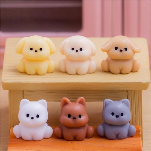 Hinge Heads Decorative Topper Set 6PCS, Home Decoration,Magnetic Hinge Head Toppers Door Hinge, Cute Mini Creative Light Yellow Small Dog Resin Ornaments in Saudi Arabia