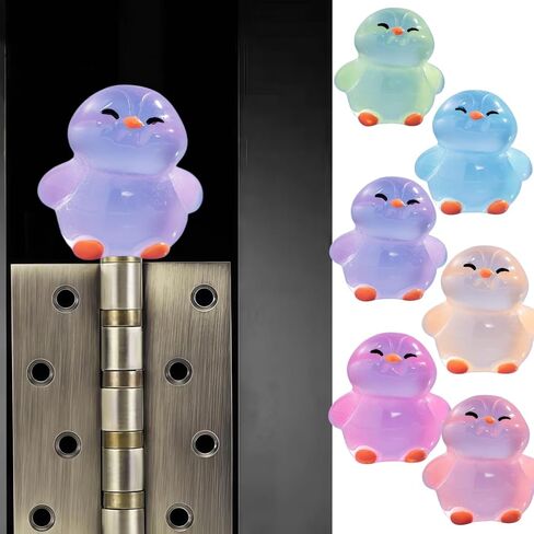 Hinge Heads Decorative Topper Set 6PCS, Home Decoration,Magnetic Hinge Head Toppers Door Hinge, Cute Mini Creative Luminous Head Raising Penguin Resin Ornament in Saudi Arabia