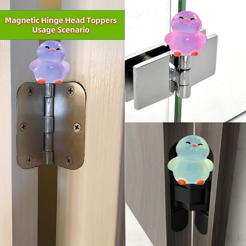 Hinge Heads Decorative Topper Set 6PCS, Home Decoration,Magnetic Hinge Head Toppers Door Hinge, Cute Mini Creative Luminous Head Raising Penguin Resin Ornament in Saudi Arabia