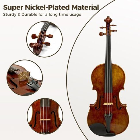 Viola Strings Replacement 2 Sets A D G C, Stainless Steel Core, Nickel-Plated Ball-End, 25.6 Inches, Wound in Saudi Arabia