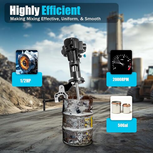 1/2HP 50 Gallon Pneumatic Bracket Mixer, Stainless Steel Automatic Paint Stirring Machine,Tank Barrel Clip Bracket Air Agitator Paint Mix Tool,Simple Operation Environmentally Friendly （US Stock） in Saudi Arabia
