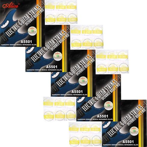 5 Packs Full Set Replacement Alice A5501 Standard Tension (010-046) Double Ball-End Steel Nickel Electric Guitar Strings For Headless Electric Guitar in Kuwait