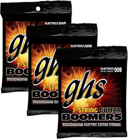 GHS Strings Boomer 7-String Custom Light Electric Guitar Set (9-62) - MODEL GB7CL, Pack of 3 in Saudi Arabia