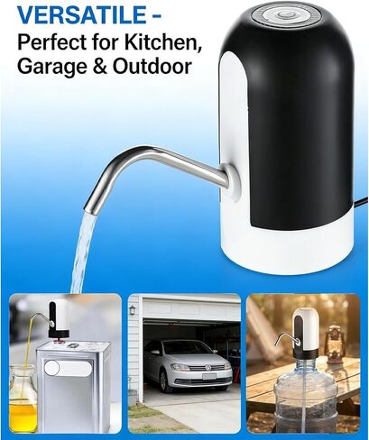 Rechargeable Electric Fluid Pump for Water and Oil, Portable Bottled USB Rechargeable Dispenser, Self-Powered Universal Oil Pump Extractor, Battery Powered, for Home, Office, Outdoor (Black) in Saudi Arabia