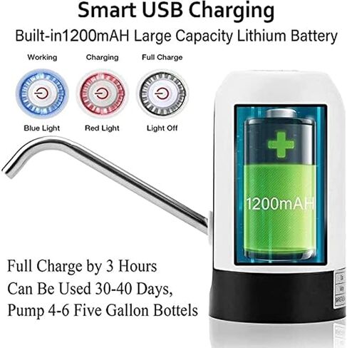 Rechargeable Electric Fluid Pump for Water and Oil, Portable Bottled USB Rechargeable Dispenser, Self-Powered Universal Oil Pump Extractor, Battery Powered, for Home, Office, Outdoor (Black) in Saudi Arabia