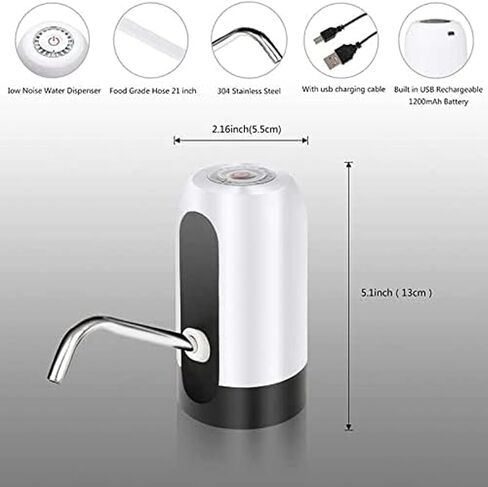 Rechargeable Electric Fluid Pump for Water and Oil, Portable Bottled USB Rechargeable Dispenser, Self-Powered Universal Oil Pump Extractor, Battery Powered, for Home, Office, Outdoor (Black) in Saudi Arabia