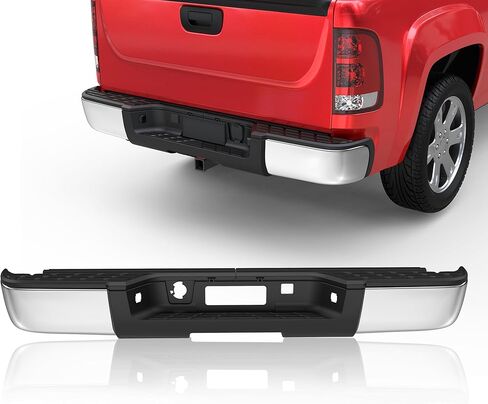 MOSTPLUS Chrome Rear Bumper Assembly Compatible for 2007-2013 Chevy Silverado GMC Sierra 1500 Pickup GM1103147 no Park Assist Sensor Holes Steel Complete Back Step Bumpers in Saudi Arabia