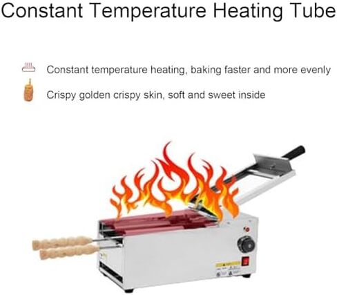 Electric Chimney Cake and Bagel Making Machine, Stainless Steel Oven with 2 Bars for Restaurants and Kitchens in Kuwait