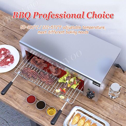 Commercial Countertop Broiler Grill, Wall-mounted Stainless Steel Toaster Oven for Restaurant Kitchen, 122-572°F Toaster Oven for Cheese Steak Meat in Saudi Arabia