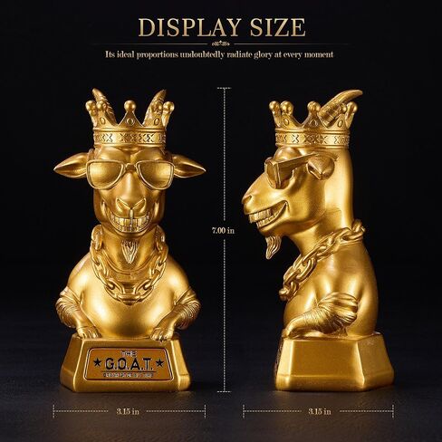 Goat Trophy Award,7.00 inch G.O.A.T. Resin Award for Fantasy Football，Humorous Office Desk Awards for Adults with Exquisitely Packaged Box for the Best Him/Her in Saudi Arabia