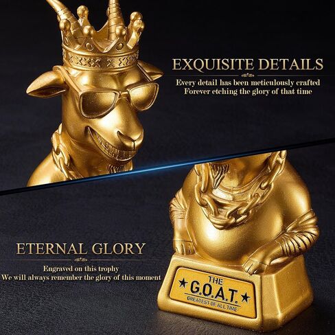 Goat Trophy Award,7.00 inch G.O.A.T. Resin Award for Fantasy Football，Humorous Office Desk Awards for Adults with Exquisitely Packaged Box for the Best Him/Her in Saudi Arabia