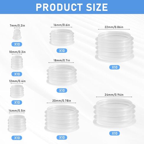 90 قطعة من 9 سدادات سدادات الملح والفلفل، سدادات بديلة للملح والفلفل للهزازات، سدادات بلاستيكية قابلة لإعادة الاستخدام للزجاجات ذات القطر الداخلي 7/10/12/14/16/18/20/22/24 مم in Kuwait