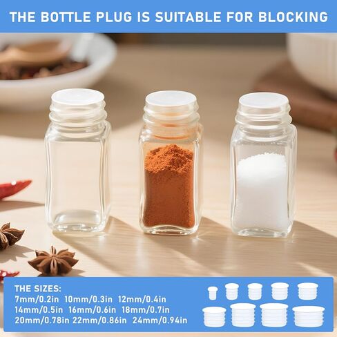 90 قطعة من 9 سدادات سدادات الملح والفلفل، سدادات بديلة للملح والفلفل للهزازات، سدادات بلاستيكية قابلة لإعادة الاستخدام للزجاجات ذات القطر الداخلي 7/10/12/14/16/18/20/22/24 مم in Kuwait