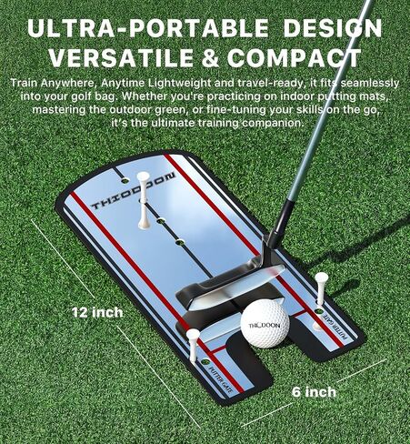 THIODOON Golf Putting Mirror - 3mm Ultra-Thin Alignment Putting Training Aid for Correcting Eye & Shoulder Position | Anti-Scratch Acrylic Surface with Portable Carry Bag for Home & Green Practice in Kuwait