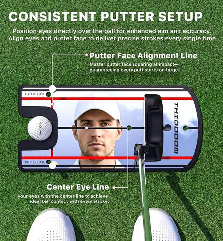 THIODOON Golf Putting Mirror - 3mm Ultra-Thin Alignment Putting Training Aid for Correcting Eye & Shoulder Position | Anti-Scratch Acrylic Surface with Portable Carry Bag for Home & Green Practice in Kuwait