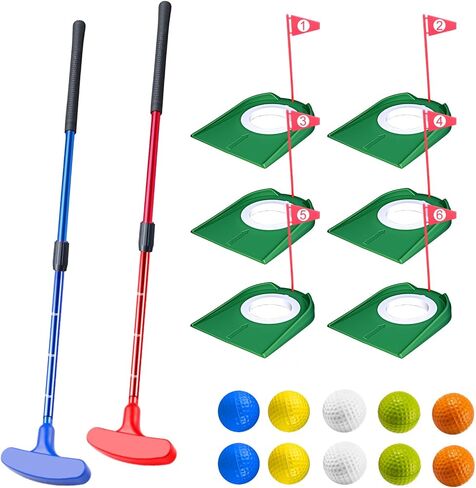 Mini Putting Set, Build Your Own Course at Home, the Office or On the Green, Includes 6 Pack Golf Putting Cups with Flags, 2 Pack Mini Golf Clubs and 10 Pack Foam Golf Balls in Saudi Arabia