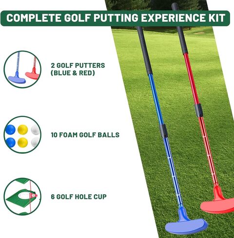 Mini Putting Set, Build Your Own Course at Home, the Office or On the Green, Includes 6 Pack Golf Putting Cups with Flags, 2 Pack Mini Golf Clubs and 10 Pack Foam Golf Balls in Saudi Arabia