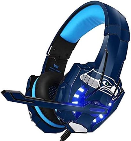 Skinit Decal Skin Compatible with BENGOO G9000 Gaming Headset - Officially Licensed NFL Seattle Seahawks Large Logo Design in Saudi Arabia