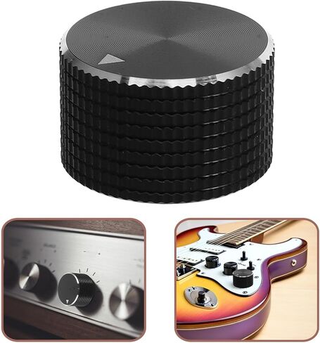 SUPVOX 2pcs 25x15mm Aluminum Control Knobs for Guitar and Bass Potentiometer Volume Adjustment, Black Knurled Dome Design, Universal Audio and Amplifier Replacement Accessories in Saudi Arabia