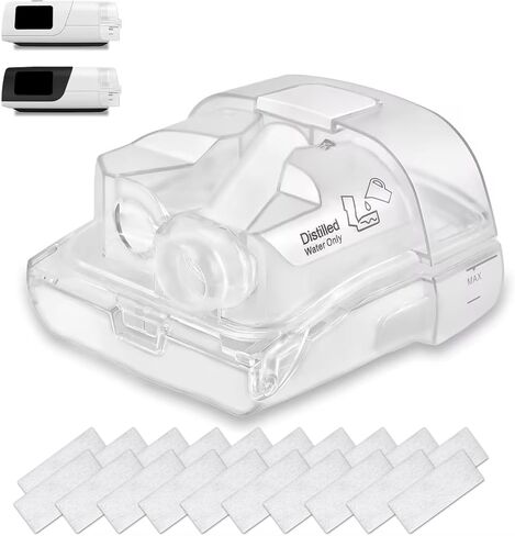 غرفة مياه بديلة مع 20 عبوة مرشحات لـ AirSense 11 وAirCurve 11، وخزان مياه مرطب متوافق مع أجهزة CPAP من سلسلة S11، وحوض HumidAir القياسي، ومستلزمات وملحقات CPAP in Kuwait