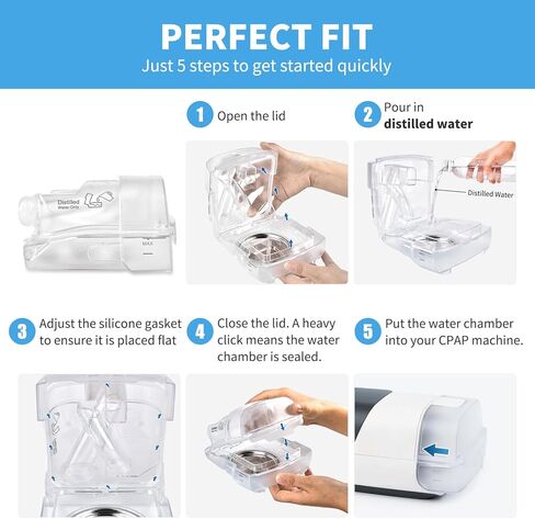 غرفة مياه بديلة مع 20 عبوة مرشحات لـ AirSense 11 وAirCurve 11، وخزان مياه مرطب متوافق مع أجهزة CPAP من سلسلة S11، وحوض HumidAir القياسي، ومستلزمات وملحقات CPAP in Kuwait