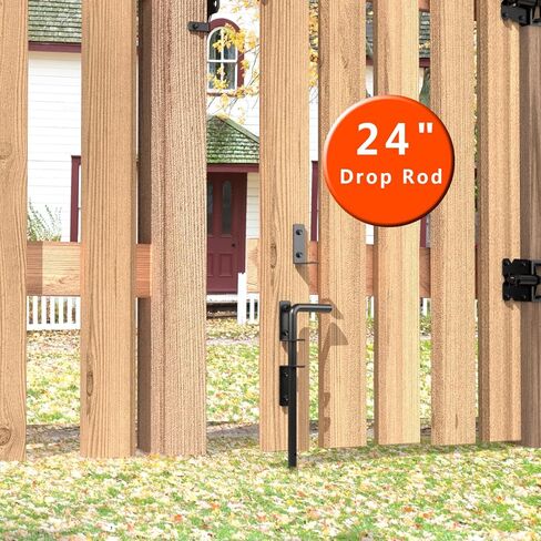 قضيب إسقاط للبوابة مقاس 60.96 سم، مسمار قصب - سهل التركيب، رش بلاستيكي أسود ممتاز - آمن ومتين - مثالي للخشب والفينيل وبوابات الحديقة - مقاوم للتآكل (قضيب-24-2) in Kuwait