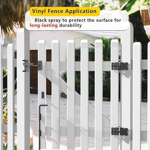 قضيب إسقاط للبوابة مقاس 60.96 سم، مسمار قصب - سهل التركيب، رش بلاستيكي أسود ممتاز - آمن ومتين - مثالي للخشب والفينيل وبوابات الحديقة - مقاوم للتآكل (قضيب-24-2) in Kuwait