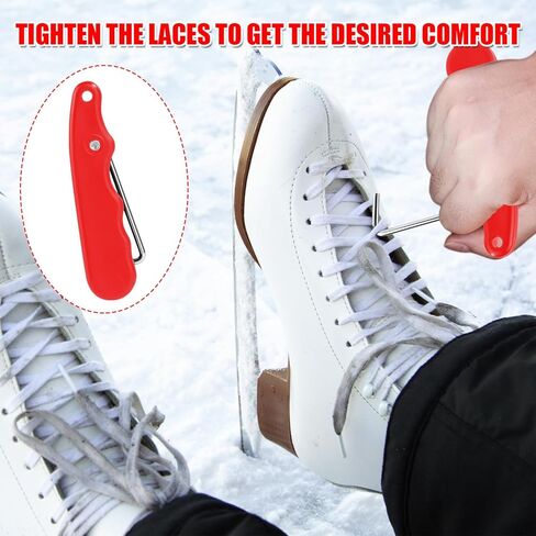 2 Pcs Ice Skate Lace Tighteners, Folding Hockey Skate Lace Tightening Tool Portable Skate Shoe Lace Puller with Stainless Steel Lace Hook for Ice Skates Rollerblades Figure Skates Shoes in Saudi Arabia