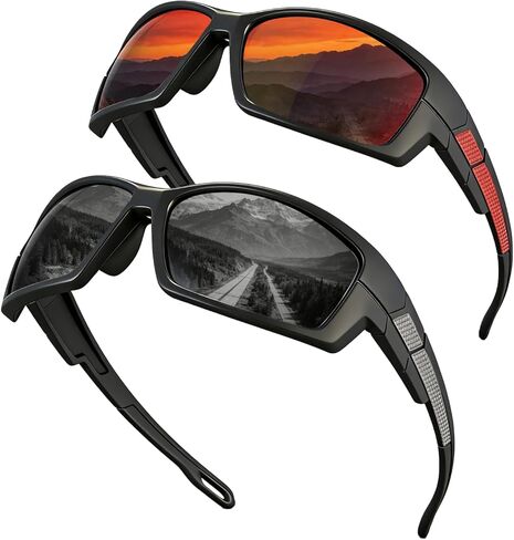 Polarized Sports Sunglasses for Men Wrap Around UV400 Sun Glasses for Running Fishing Cycling and Driving TR90 in Saudi Arabia