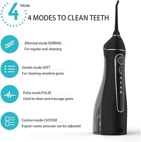Water Flosser Cordless for Teeth, 200ML Professional Dental Oral Irrigator, Portable and Rechargeable IPX7 Waterproof ，Teeth Cleaner for Home Travel, Braces and Bridges Care in Kuwait
