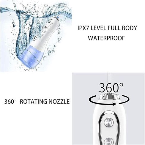 Water Flosser Cordless Dental Oral Irrigator - 300ML Portable and Rechargeable IPX7 Waterproof 5 Modes Water Flosser with Cleanable Water Tank for Home and Travel, Braces & Bridges Care in Kuwait
