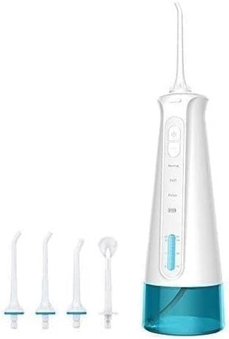 Portable Dental Oral Irrigator with 3 Modes, 6 Replaceable Jet Tips, Rechargeable Waterproof Teeth Cleaner for Home and Travel -300ml Detachable Reservoir in Kuwait