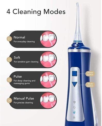 Cordless Water Flosser, Multifunction Portable Dental Oral Irrigator for Teeth, USB Charged, IPX7 Waterproof for Home, Travel,Blue in Kuwait