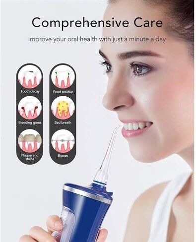 Water Flosser Portable Dental Oral Irrigator with 4 Modes, Rechargeable Waterproof Teeth Cleaner for Home and Travel -220ml in Kuwait