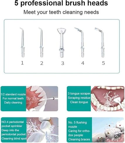 Water Flosser 3 Modes, 150ML Cordless Dental Oral Irrigator, 3 Modes and 5 Jet Tips, IPX7 Waterproof, Rechargeable Waterproof Teeth Cleaner for Home and Travel in Kuwait