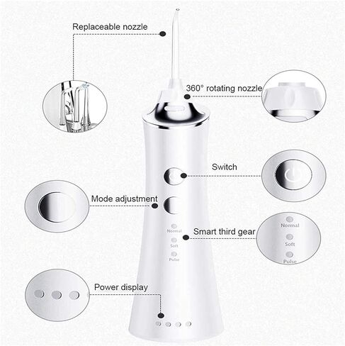Water Flosser 3 Modes, 150ML Cordless Dental Oral Irrigator, 3 Modes and 5 Jet Tips, IPX7 Waterproof, Rechargeable Waterproof Teeth Cleaner for Home and Travel in Kuwait