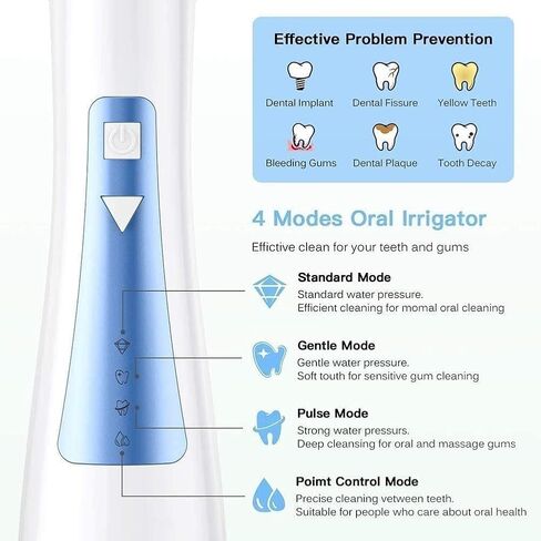Professional Cordless Rechargeable Dental Oral Irrigator Ultra Water Jet for Teeth Braces Care IPX7 Waterproof 240ML Water Tank for Travel and Home Use in Kuwait