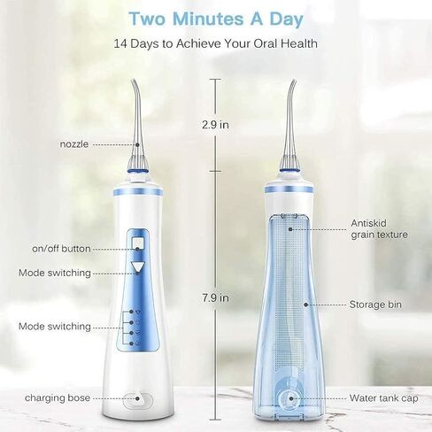 Professional Cordless Rechargeable Dental Oral Irrigator Ultra Water Jet for Teeth Braces Care IPX7 Waterproof 240ML Water Tank for Travel and Home Use in Kuwait