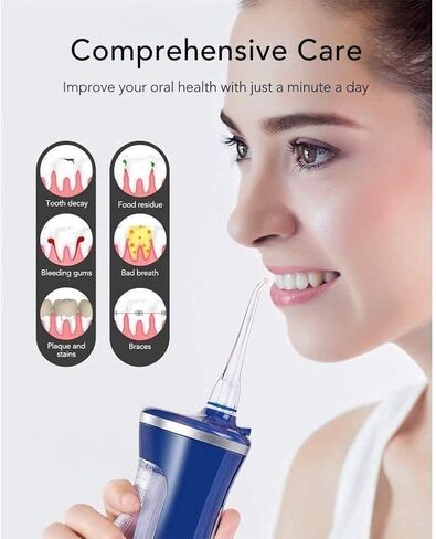 Water Flosser Portable Dental Oral Irrigator with 4 Modes, Rechargeable Waterproof Teeth Cleaner for Home and Travel -220ml Detachable Reservoir in Kuwait