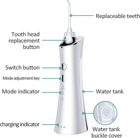 Water Flosser Professional Cordless Rechargeable Dental Oral Irrigator Ultra Water Jet for Teeth Braces Care with 5 Jet Tips 3 Modes IPX7 Waterproof 300ML Water Tank for Travel and Home Use in Kuwait