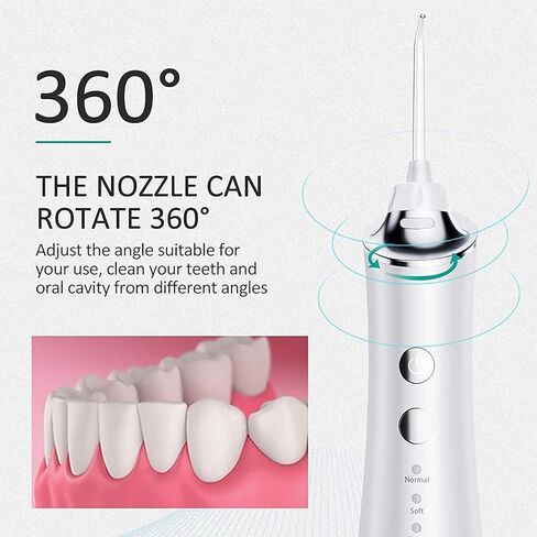 Water Flosser Professional Cordless Rechargeable Dental Oral Irrigator Ultra Water Jet for Teeth Braces Care with 5 Jet Tips 3 Modes IPX7 Waterproof 300ML Water Tank for Travel and Home Use in Kuwait