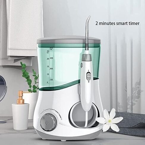 Electric Water Flosser, Cordless Dental Oral Irrigator with 6 Jet Tips & 360° Rotating Nozzle, Smart Timing Teeth Cleaning Tool for Home and Travel in Kuwait